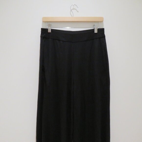 EILEEN FISHER Wide Leg Pant Black Stretch Pull On Size Small Minimalist Travel - Picture 4 of 15